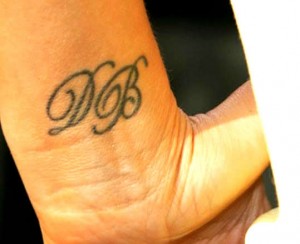 Victoria Beckham Wrist Tattoo Initials