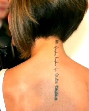 Tattoo Designer on Victoria Beckham Neck Tattoo Meaning And Pictures Of Her Neck Tattoos