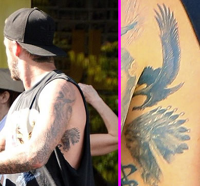 david beckham eagle indian  tattoos